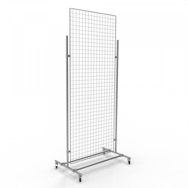 Gitterwand auf Rollen 200 x 80 cm chrom