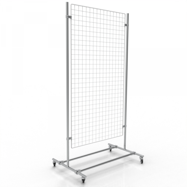 Gitterwand auf Rollen 150 x 80 cm chrom