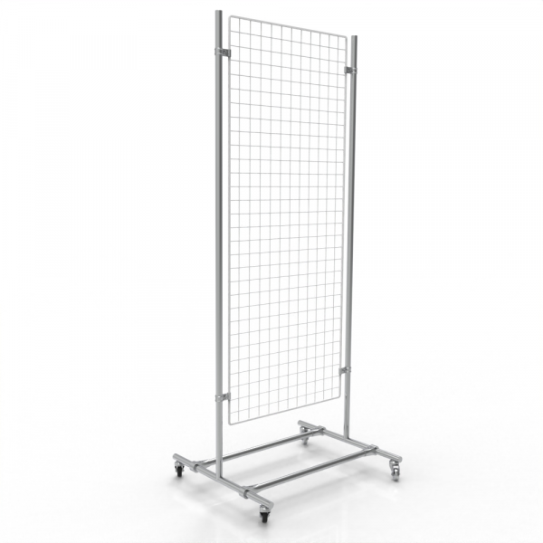 Gitterwand auf Rollen 150 x 60 cm chrom