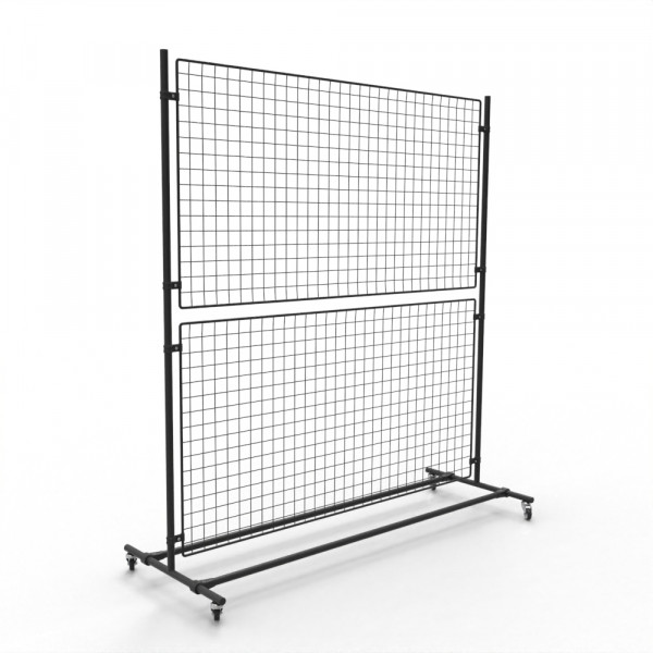 Gitterwand auf Rollen 160 x 180 cm in schwarz