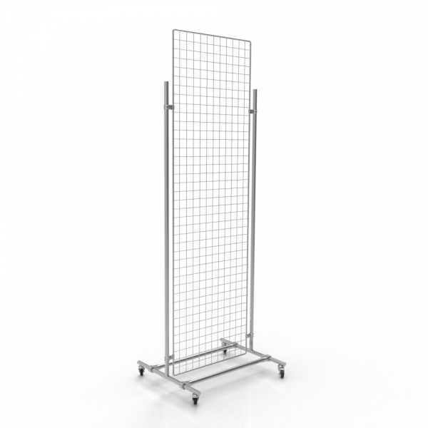 Gitterwand auf Rollen 200 x 60 cm chrom