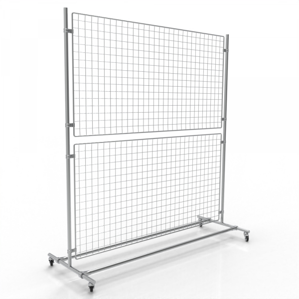 Gitterwand auf Rollen 160 x 180 cm in chrom