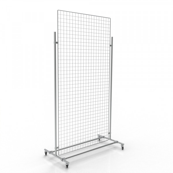 Gitterwand auf Rollen 200 x 100 cm chrom